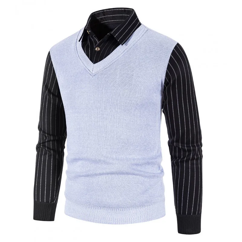2025 Fall and Winter Men's Fake Two-Piece Long Sleeve Fashion Shirt Sweater Knitted Sweater Pullover
2025 Fall and Winter Men's Fake Two-Piece Long Sleeve Fashion Shirt Sweater Knitted Sweater Pullover