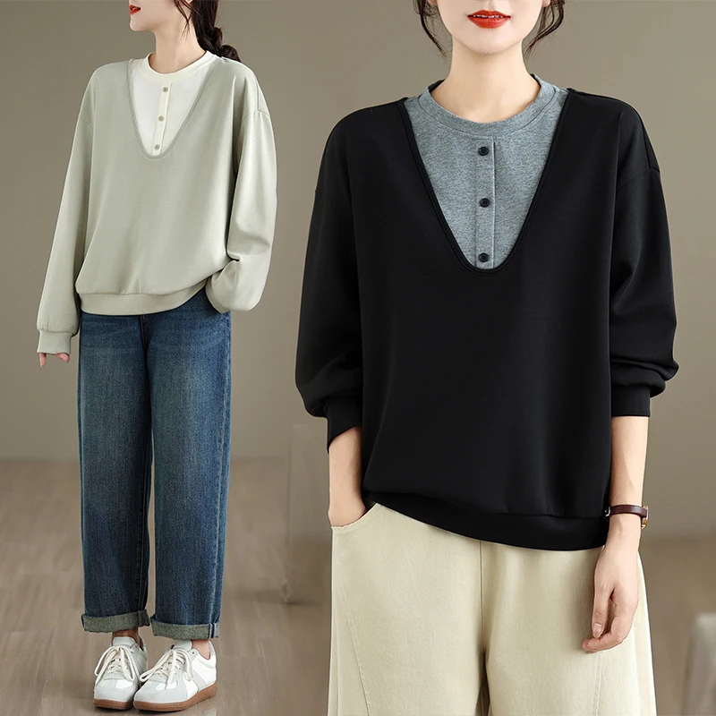 Simple Color Block Hoodie Women's Spring Autumn New Design Unique Top Pure Color Fake Two-Piece Sweatshirt Loose Fit Cotton P...
Simple Color Block Hoodie Women's Spring Autumn New Design Unique Top Pure Color Fake Two-Piece Sweatshirt Loose Fit Cotton P...