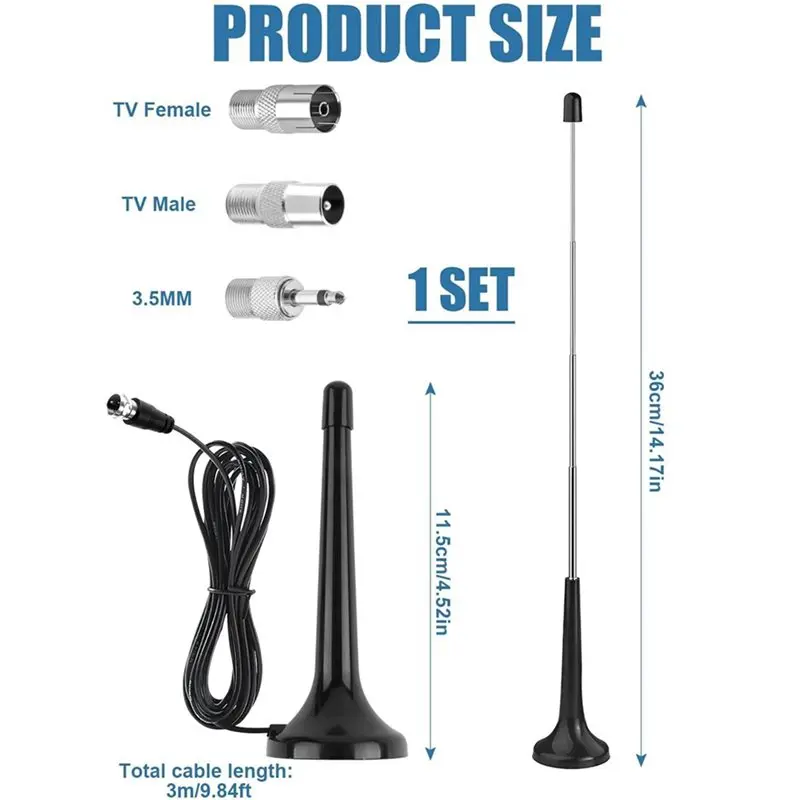 T31C-2X FM DAB Radio Antenna For Stereo System And AV Receiver - Universal Indoor Antenna With Extension Cable
T31C-2X FM DAB Radio Antenna For Stereo System And AV Receiver - Universal Indoor Antenna With Extension Cable