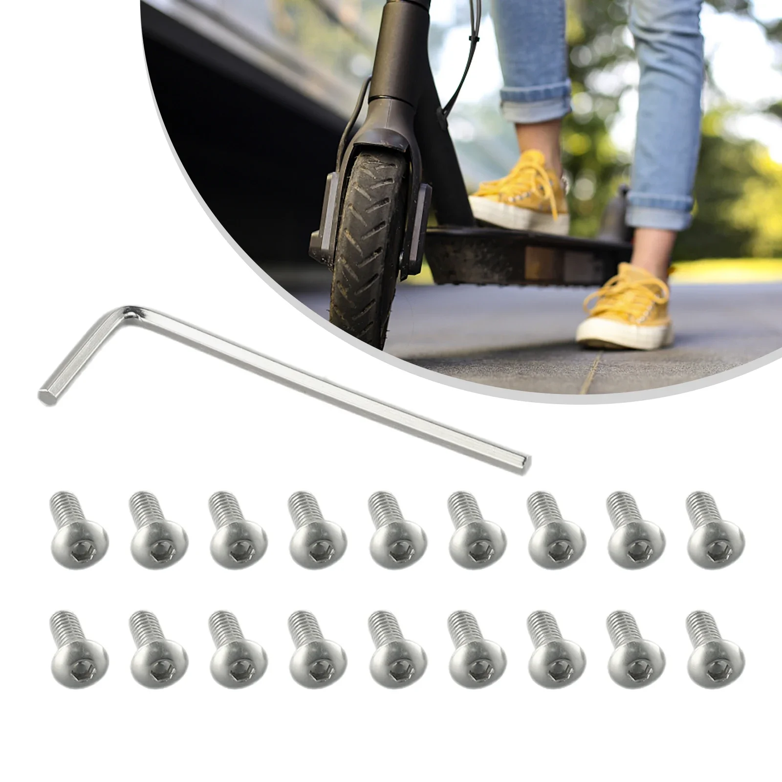 Electric Scooter Screws Wrench 10*4mm 18 X Screws 18pcs Repair Parts Replacement Tools W/Wrench For NINEBOT Max G30
Electric Scooter Screws Wrench 10*4mm 18 X Screws 18pcs Repair Parts Replacement Tools W/Wrench For NINEBOT Max G30