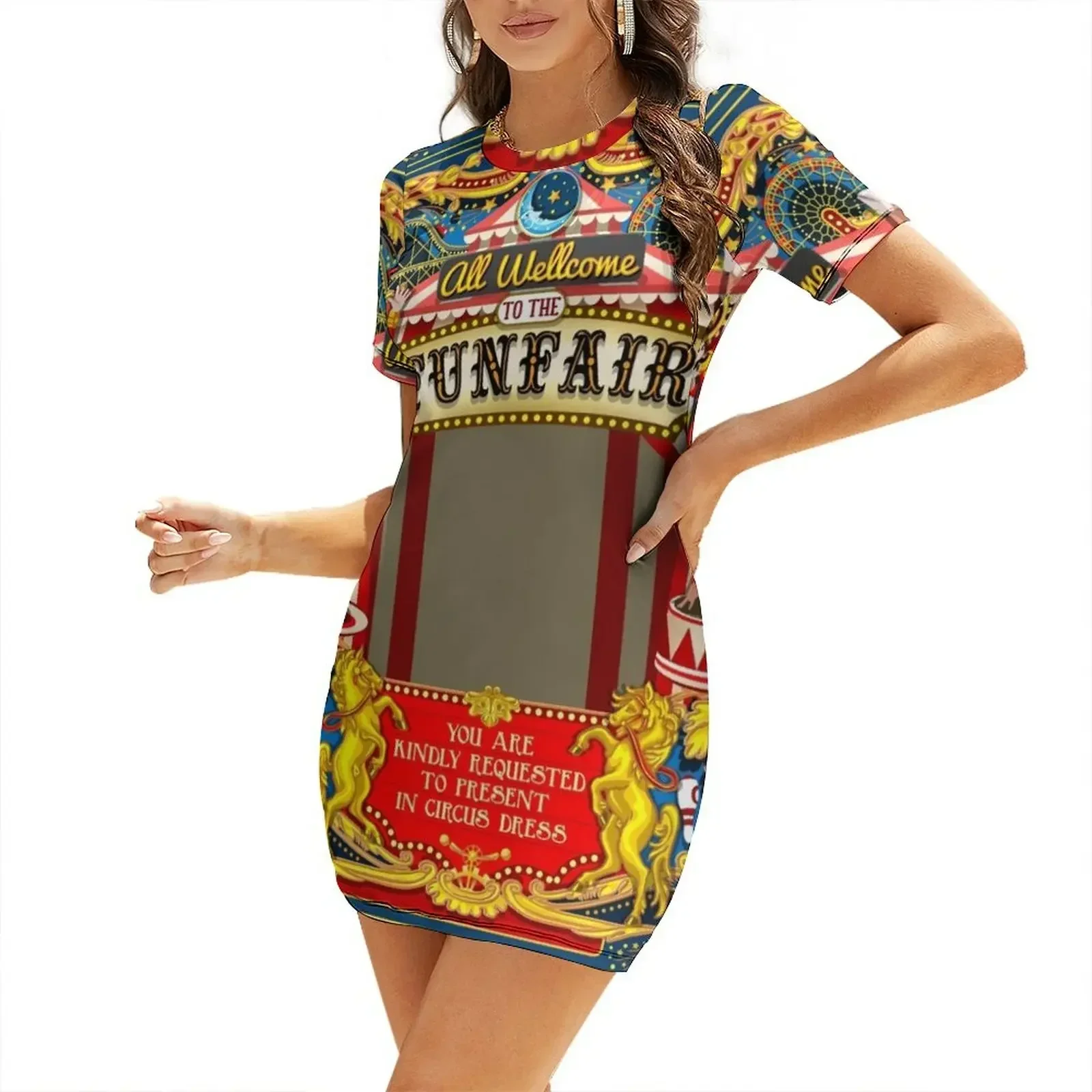 Circus Carnival Invite Poster Short-Sleeved Dress evening dress woman Dress for pregnant women summer daily
Circus Carnival Invite Poster Short-Sleeved Dress evening dress woman Dress for pregnant women summer daily