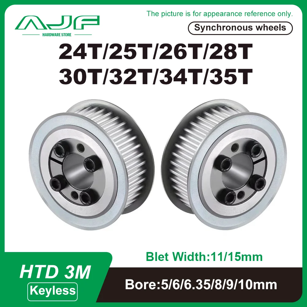24T 25T 26T 28T 30T 32T 34T 35Teeth HTD 3M Timing Pulley Keyless Bushing Bore 5mm-10mm-32mm for Belt Width 10/15mm
24T 25T 26T 28T 30T 32T 34T 35Teeth HTD 3M Timing Pulley Keyless Bushing Bore 5mm-10mm-32mm for Belt Width 10/15mm