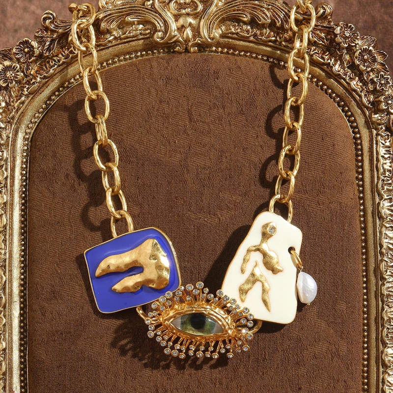 Vintage Gold Color Enamel Necklace Dripping Oil Devil Eye Tooth Choker Collar Woman Party Accessories Luxury Designer Jewelry
Vintage Gold Color Enamel Necklace Dripping Oil Devil Eye Tooth Choker Collar Woman Party Accessories Luxury Designer Jewelry