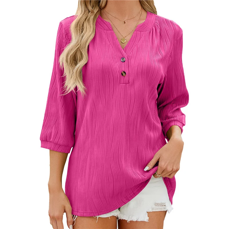 A83F-Blouses For Women Dressy Casual 3/4 Length Sleeve Womens Tops V Neck T Shirts With Smocked Cuffs
A83F-Blouses For Women Dressy Casual 3/4 Length Sleeve Womens Tops V Neck T Shirts With Smocked Cuffs