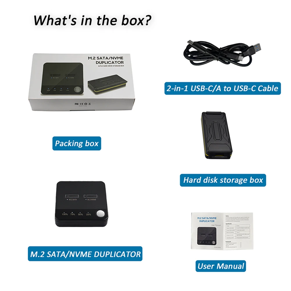 M.2 SATA/NVMe Dual-Bay Docking Station Duplicator Data Transmission M.2 SSD Duplicator with LED Indicator Reading for Store Data
M.2 SATA/NVMe Dual-Bay Docking Station Duplicator Data Transmission M.2 SSD Duplicator with LED Indicator Reading for Store Data