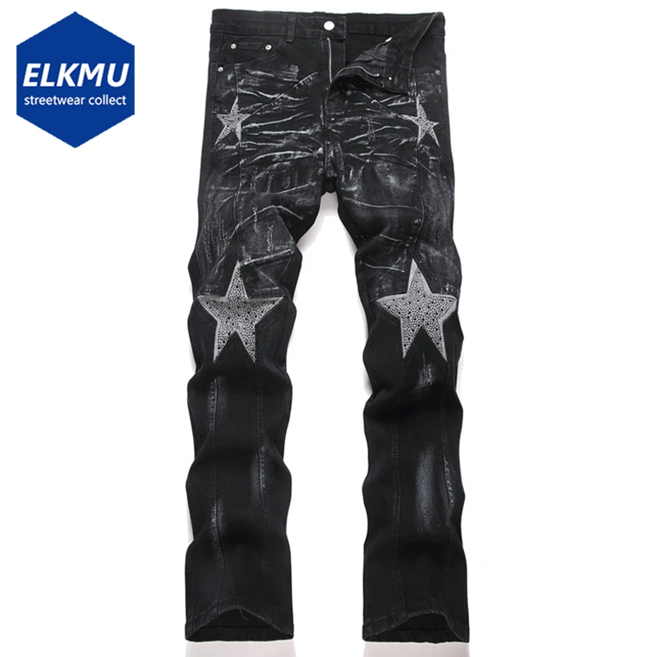 Diamond Star Patchwork Jeans Men Fashion Black Straight Slim Denim Pants Rhinestone Splicing Jeans Trousers for Male
Diamond Star Patchwork Jeans Men Fashion Black Straight Slim Denim Pants Rhinestone Splicing Jeans Trousers for Male