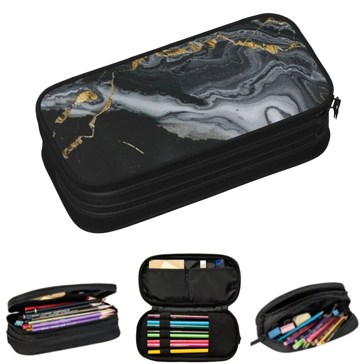 Мраморные пеналы с золотыми прожилками для школьников, вместительные пеналы-косметички для ручек и карандашей
Мраморные пеналы с золотыми прожилками для школьников, вместительные пеналы-косметички для ручек и карандашей