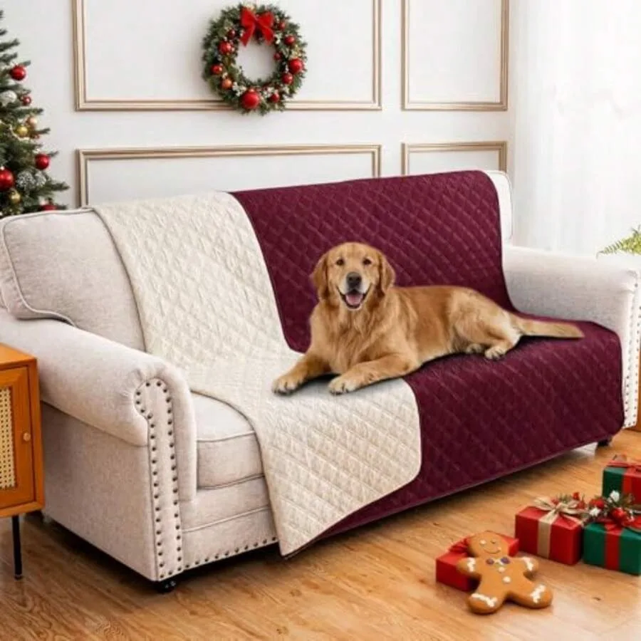 【New Arrival】Waterproof Reversible Pet Sofa Cover, Quilted Couch Protector for Dogs with Non-Slip Design, Burgundy & Beige
【New Arrival】Waterproof Reversible Pet Sofa Cover, Quilted Couch Protector for Dogs with Non-Slip Design, Burgundy & Beige