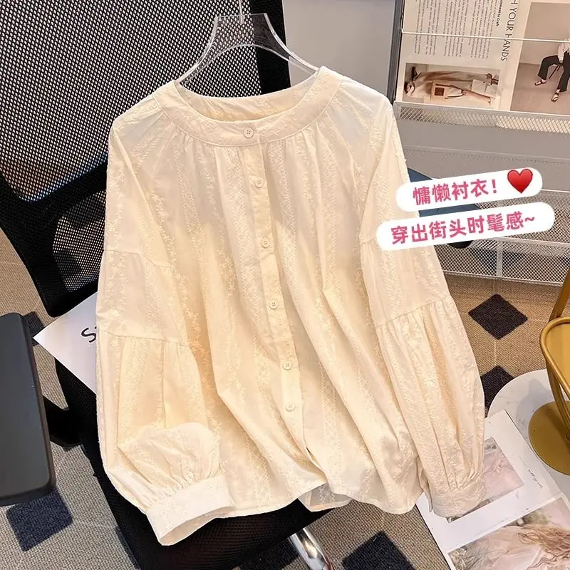 Kimotimo Retro Jacquard Embroidered Round Neck Shirt Women 2025 New Fashion Splicing Lantern Sleeves Loose Tops Casual Blouses
Kimotimo Retro Jacquard Embroidered Round Neck Shirt Women 2025 New Fashion Splicing Lantern Sleeves Loose Tops Casual Blouses