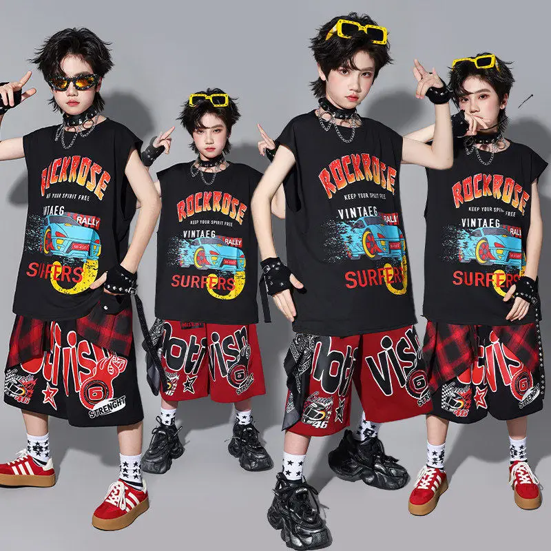 2026 Hip Hop Dance Children Clothes Summer Oversize Black Top Red Shorts Street Dance Show Stage Costume Boys Jazz Outfit 3687
2026 Hip Hop Dance Children Clothes Summer Oversize Black Top Red Shorts Street Dance Show Stage Costume Boys Jazz Outfit 3687