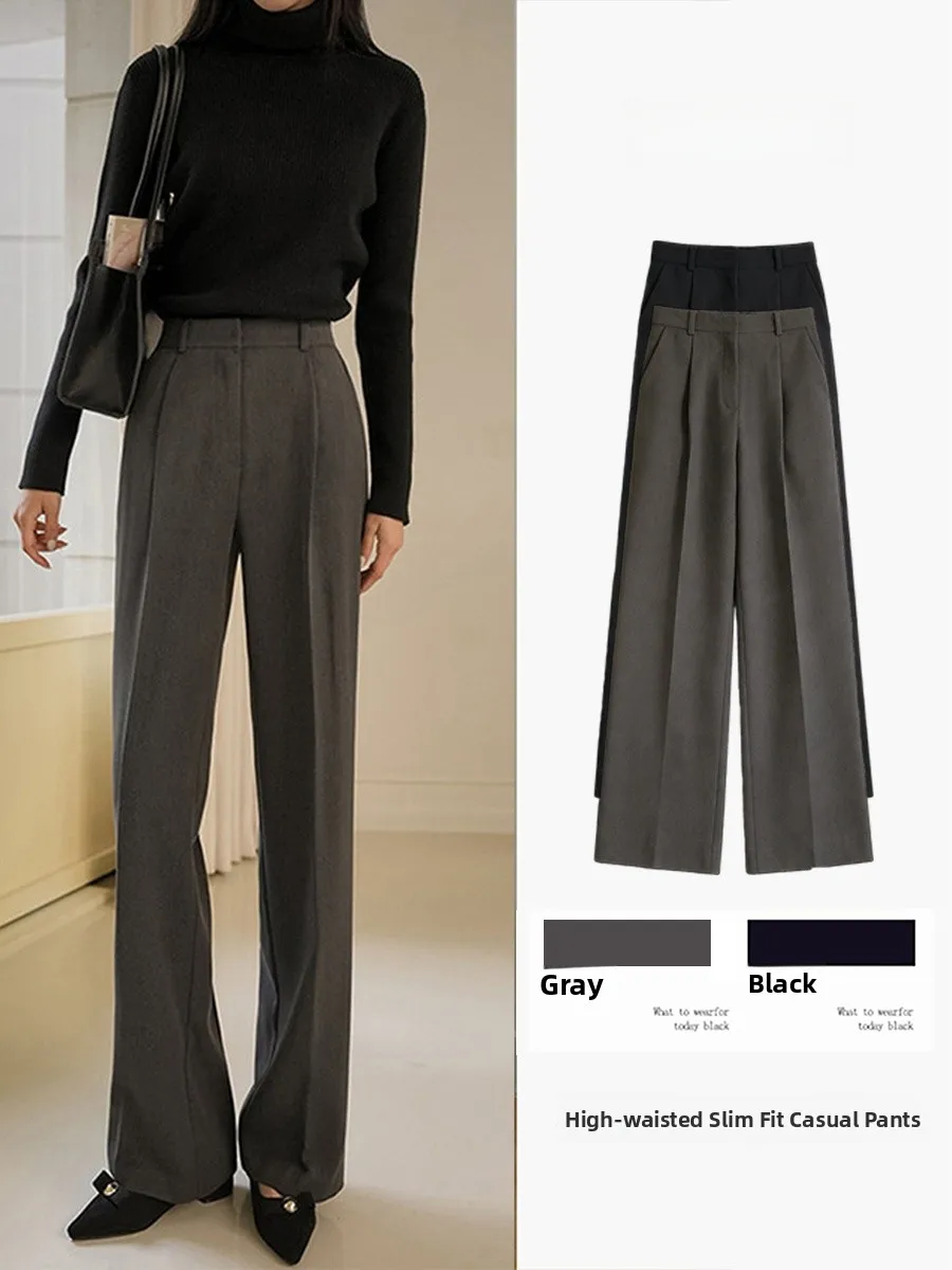 Gray Slim Wide Leg Pants Women's High Waist Straight Cut Summer New Style Korean Version Slimming Professional Suit Trousers
Gray Slim Wide Leg Pants Women's High Waist Straight Cut Summer New Style Korean Version Slimming Professional Suit Trousers