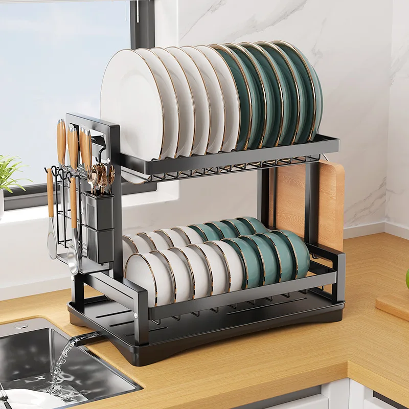2 Tier Dish Drying Rack Multifunctional Dish Rack for Kitchen Counter, Storage and organizationDish Drainer with Drainboard.
2 Tier Dish Drying Rack Multifunctional Dish Rack for Kitchen Counter, Storage and organizationDish Drainer with Drainboard.