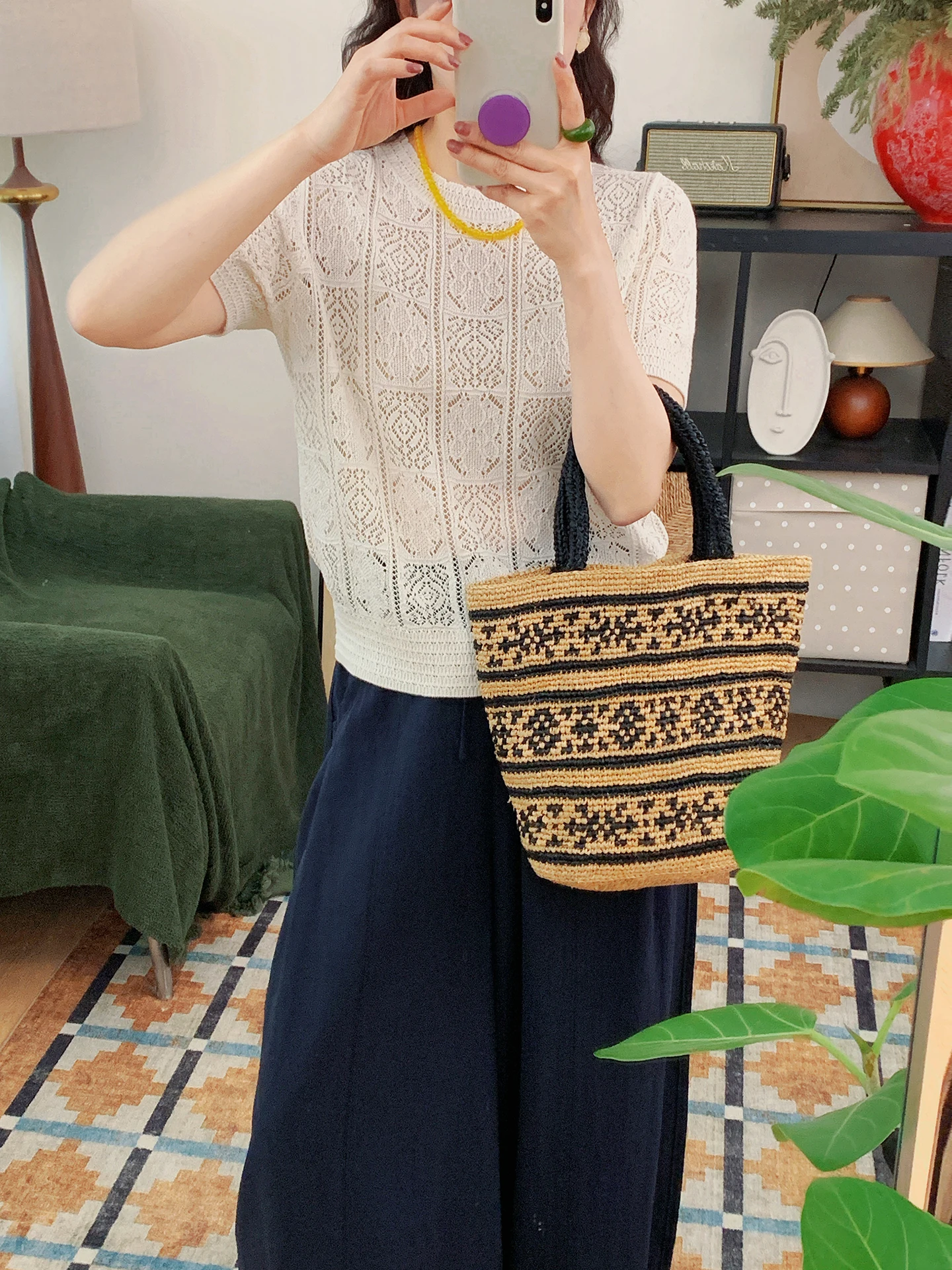Zhen Ma Hollow out Knitted Woolen Top Women's Summer Casual round Neck Short Sleeve Thin Fashionable Loose Fit Knitwear
Zhen Ma Hollow out Knitted Woolen Top Women's Summer Casual round Neck Short Sleeve Thin Fashionable Loose Fit Knitwear