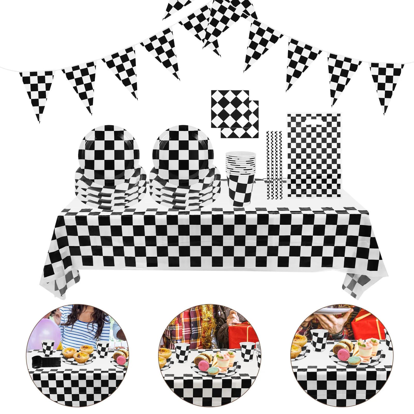 Racing Theme Party Supplies 10 Plates Cups Straws Checkered Tablecloth 108x180cm Napkins Banner Car Decorations Black White
Racing Theme Party Supplies 10 Plates Cups Straws Checkered Tablecloth 108x180cm Napkins Banner Car Decorations Black White