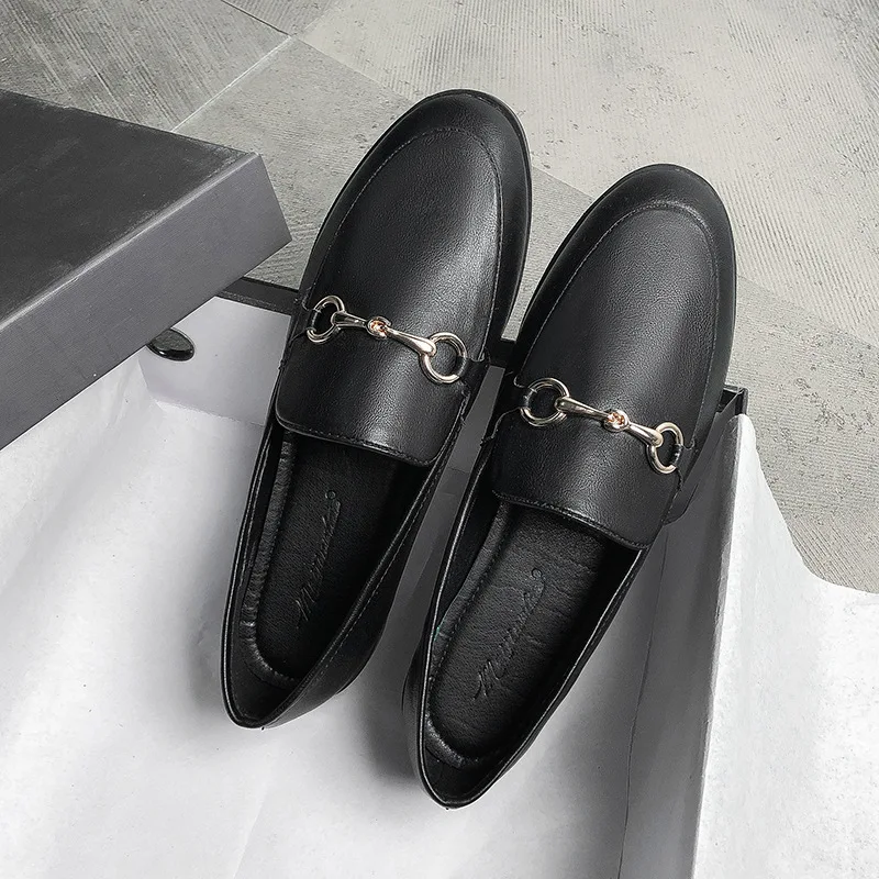 Luxury Designer Leather Loafers for Women New Metal Buckle Slip-On Casual Shoes Classic Office Work Flats Fashion Driving Shoes
Luxury Designer Leather Loafers for Women New Metal Buckle Slip-On Casual Shoes Classic Office Work Flats Fashion Driving Shoes