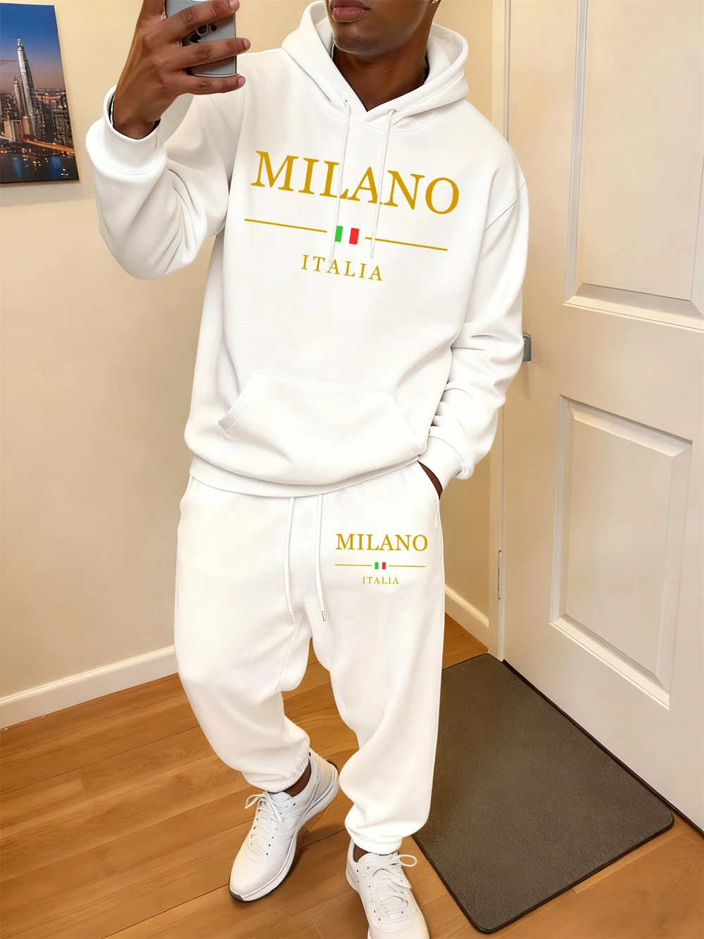 Комплект из 2 предметов с капюшоном для мужчин Milano Italia с буквенным принтом, спортивные штаны, повседневная флисовая теплая толстовка с карманами, спортивные штаны, зимняя свободная одежда
Комплект из 2 предметов с капюшоном для мужчин Milano Italia с буквенным принтом, спортивные штаны, повседневная флисовая теплая толстовка с карманами, спортивные штаны, зимняя свободная одежда