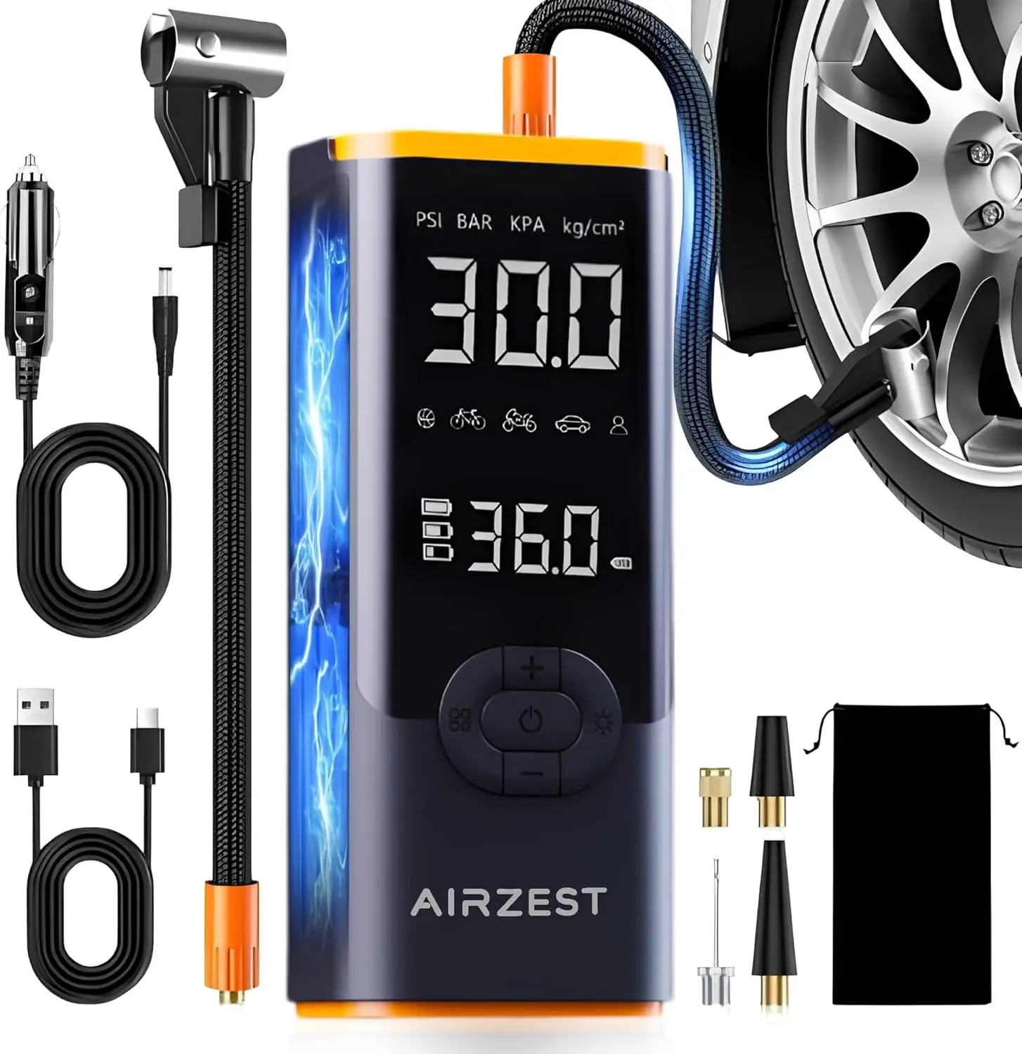Portable Tire Inflator 150PSI Cordless Air Compressor with Auto Shutoff & LED Light – Fast Inflation for Cars, Bikes, Motorcycle
Portable Tire Inflator 150PSI Cordless Air Compressor with Auto Shutoff & LED Light – Fast Inflation for Cars, Bikes, Motorcycle