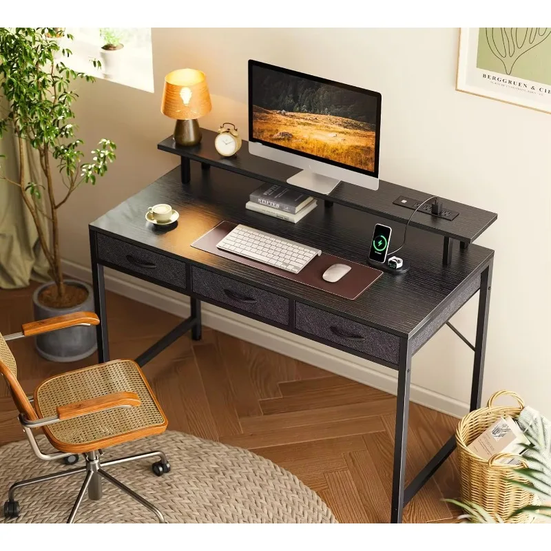 Computer Desk with 3 Drawers, Gaming Desk with LED Lights & Power Outlets, Home Office Desks with Storage Space for Bedroom
Computer Desk with 3 Drawers, Gaming Desk with LED Lights & Power Outlets, Home Office Desks with Storage Space for Bedroom
