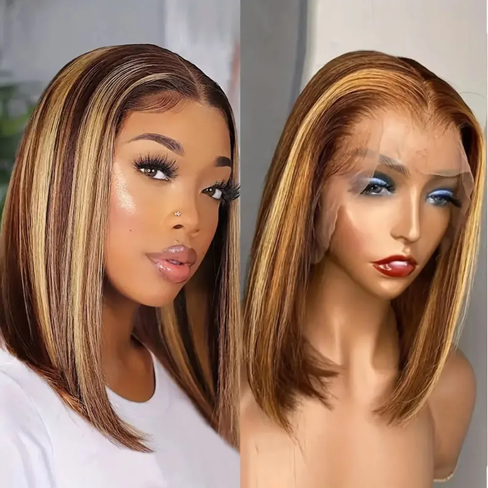 Highlight 4/27 Bob Wig Straight Human Hair13x4 Transparent Lace Front Wig 200 Density
Highlight 4/27 Bob Wig Straight Human Hair13x4 Transparent Lace Front Wig 200 Density