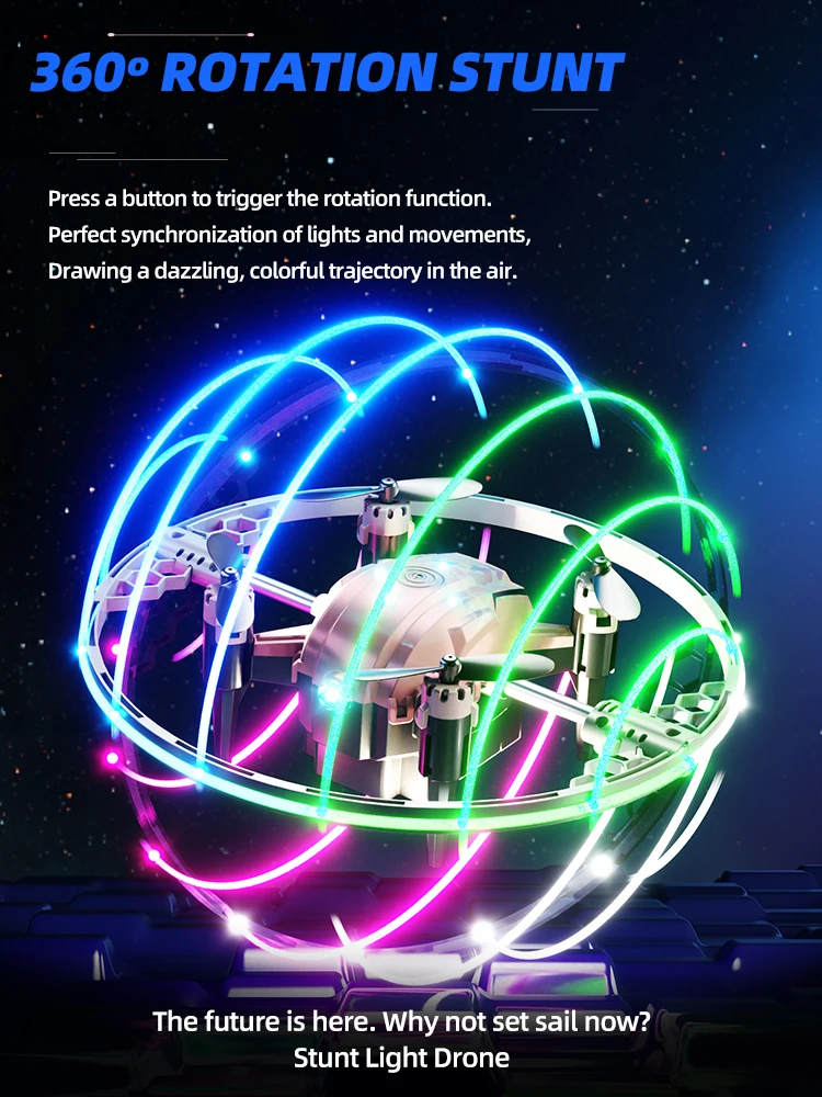 New RGB Quadcopter Drone Electric Toys Lighting Pneumatic Pneumatic Fixed Height Adjustable Speed Rotating Aerobatic Flyer Toys
New RGB Quadcopter Drone Electric Toys Lighting Pneumatic Pneumatic Fixed Height Adjustable Speed Rotating Aerobatic Flyer Toys