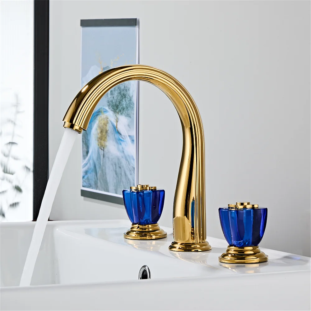 Gold Blue Crystal Bathroom Faucet Widespread Sink Tap Brass Basin Faucet Sink Faucet 3 Hole Crystal Handle Hot & Cold Water Tap
Gold Blue Crystal Bathroom Faucet Widespread Sink Tap Brass Basin Faucet Sink Faucet 3 Hole Crystal Handle Hot & Cold Water Tap
