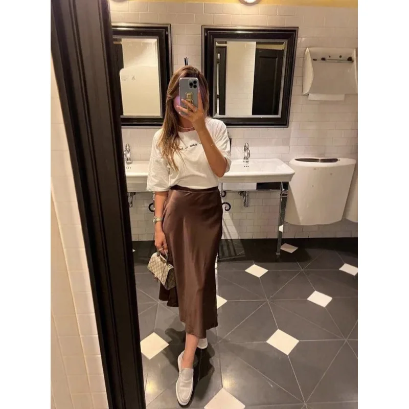 High Waist Fi Tail f Skirt Satin Long Midi Skirt Multicolor Women's Fairy Skirt mid Autumn Season PU Material
High Waist Fi Tail f Skirt Satin Long Midi Skirt Multicolor Women's Fairy Skirt mid Autumn Season PU Material