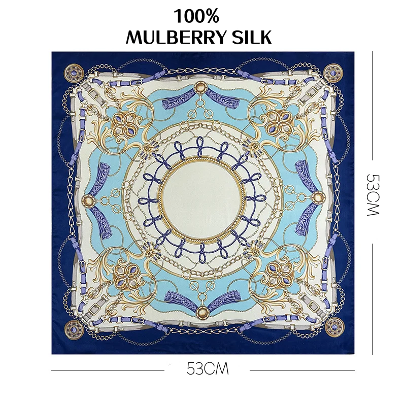 53x53cm European Palace Chain Print Square Scarf 100% MULBERRY SILK Women Neck Bandana Light Luxury Hair Bag Wrap Gift Accessory
53x53cm European Palace Chain Print Square Scarf 100% MULBERRY SILK Women Neck Bandana Light Luxury Hair Bag Wrap Gift Accessory
