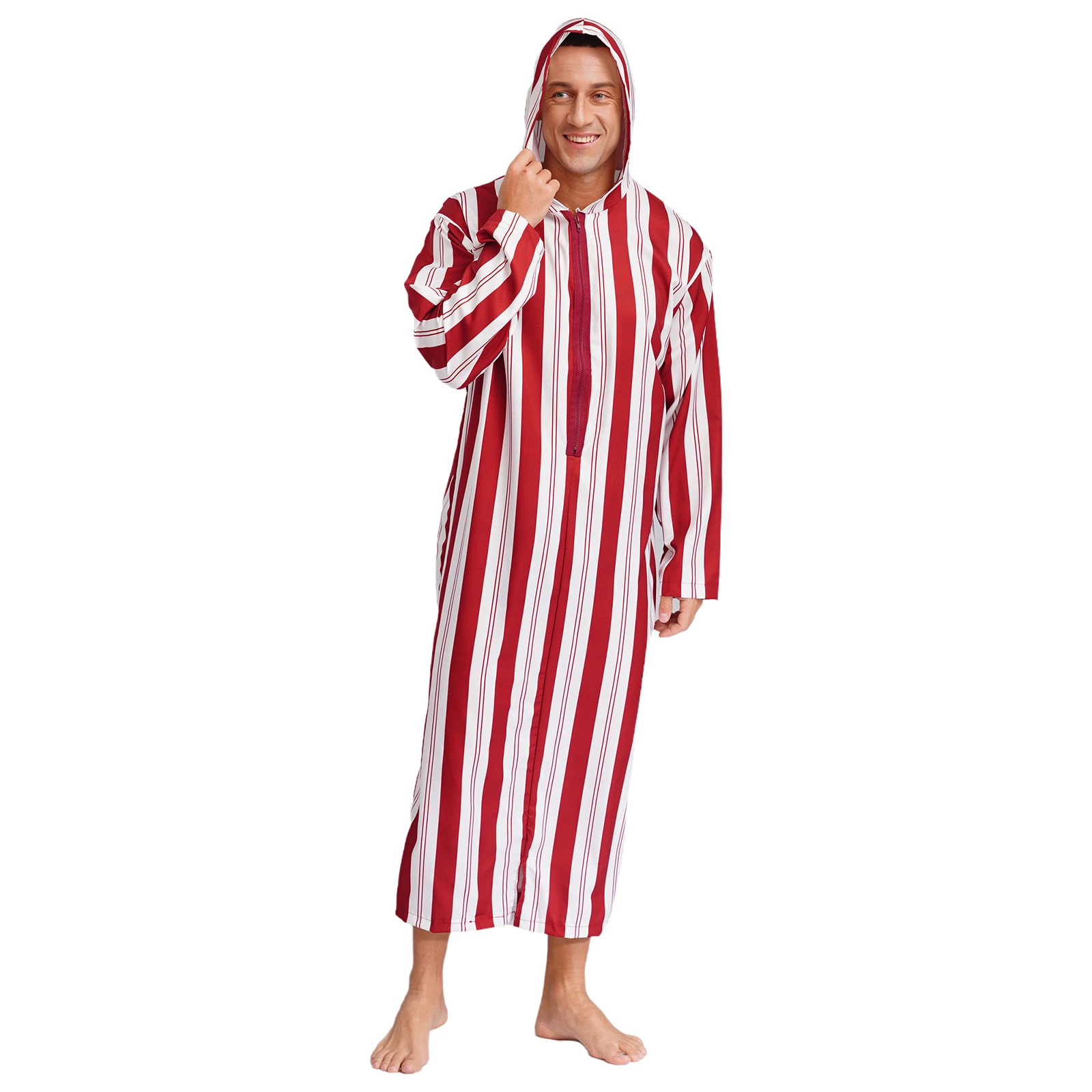 Mens Islamic Muslim Hooded Robe Shirt Long Sleeve Pullover Printed Loose Caftan Arab Thobe for Party Festival Cosplay Costumes
Mens Islamic Muslim Hooded Robe Shirt Long Sleeve Pullover Printed Loose Caftan Arab Thobe for Party Festival Cosplay Costumes