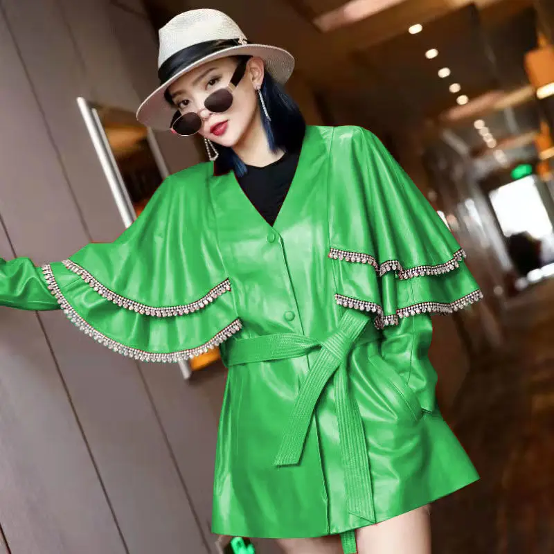 Faux Leather Jacket for Women 2024 Korean Fashion Lace Up Leather Jackets Women's V-neck Mid-length Coats
Faux Leather Jacket for Women 2024 Korean Fashion Lace Up Leather Jackets Women's V-neck Mid-length Coats