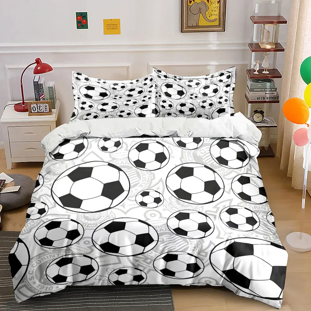 3Pcs Soccer Ball Bedding Set, Black and White Football Pattern Print Duvet Cover + 2 Pillowcases, Sports Fan bedroom Decor
3Pcs Soccer Ball Bedding Set, Black and White Football Pattern Print Duvet Cover + 2 Pillowcases, Sports Fan bedroom Decor
