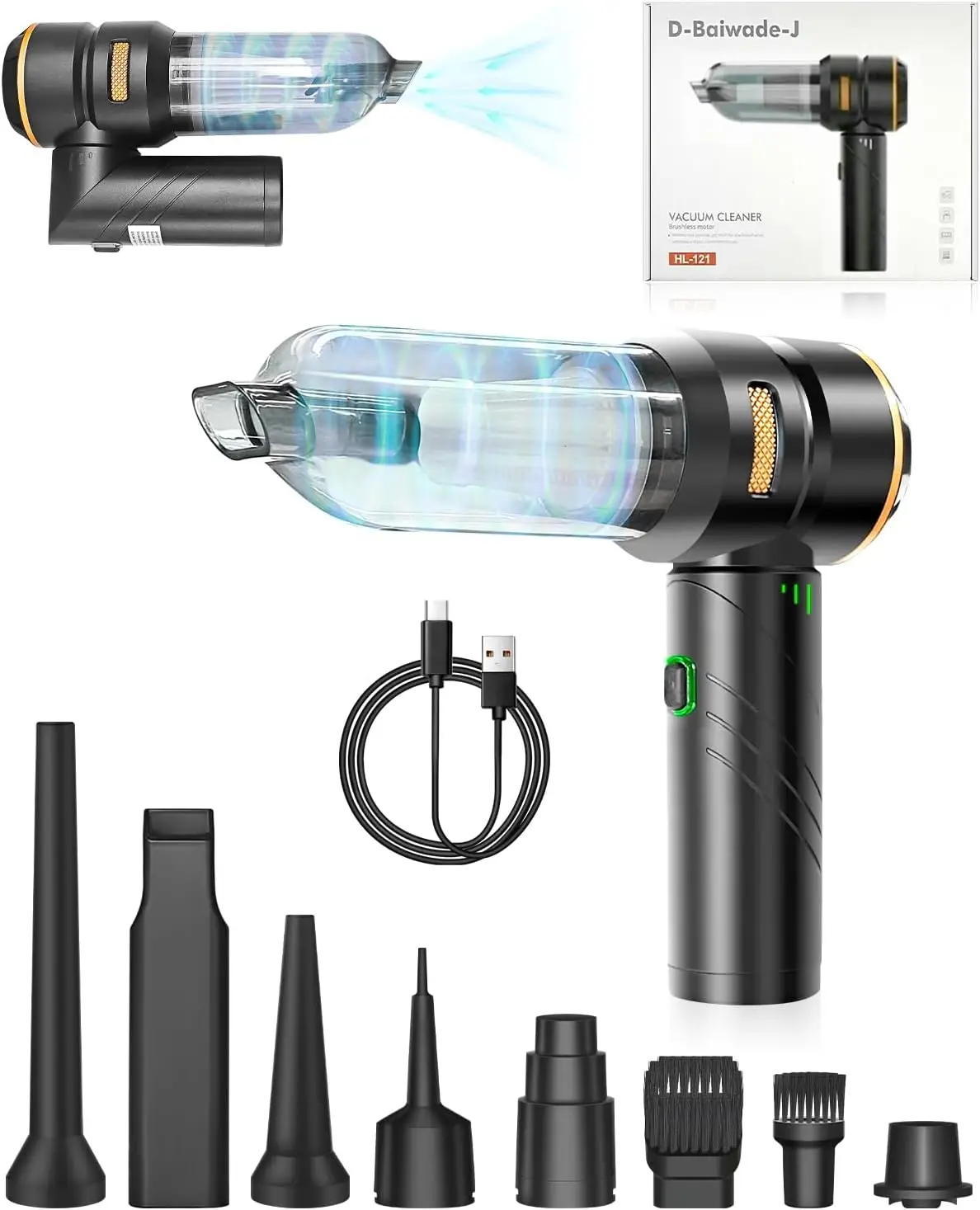 Foldable 15KPa Cordless Handheld Vac 2-in-1 Mini Duster Inflator 3-Speed Brushless for Car Home Pet
Foldable 15KPa Cordless Handheld Vac 2-in-1 Mini Duster Inflator 3-Speed Brushless for Car Home Pet