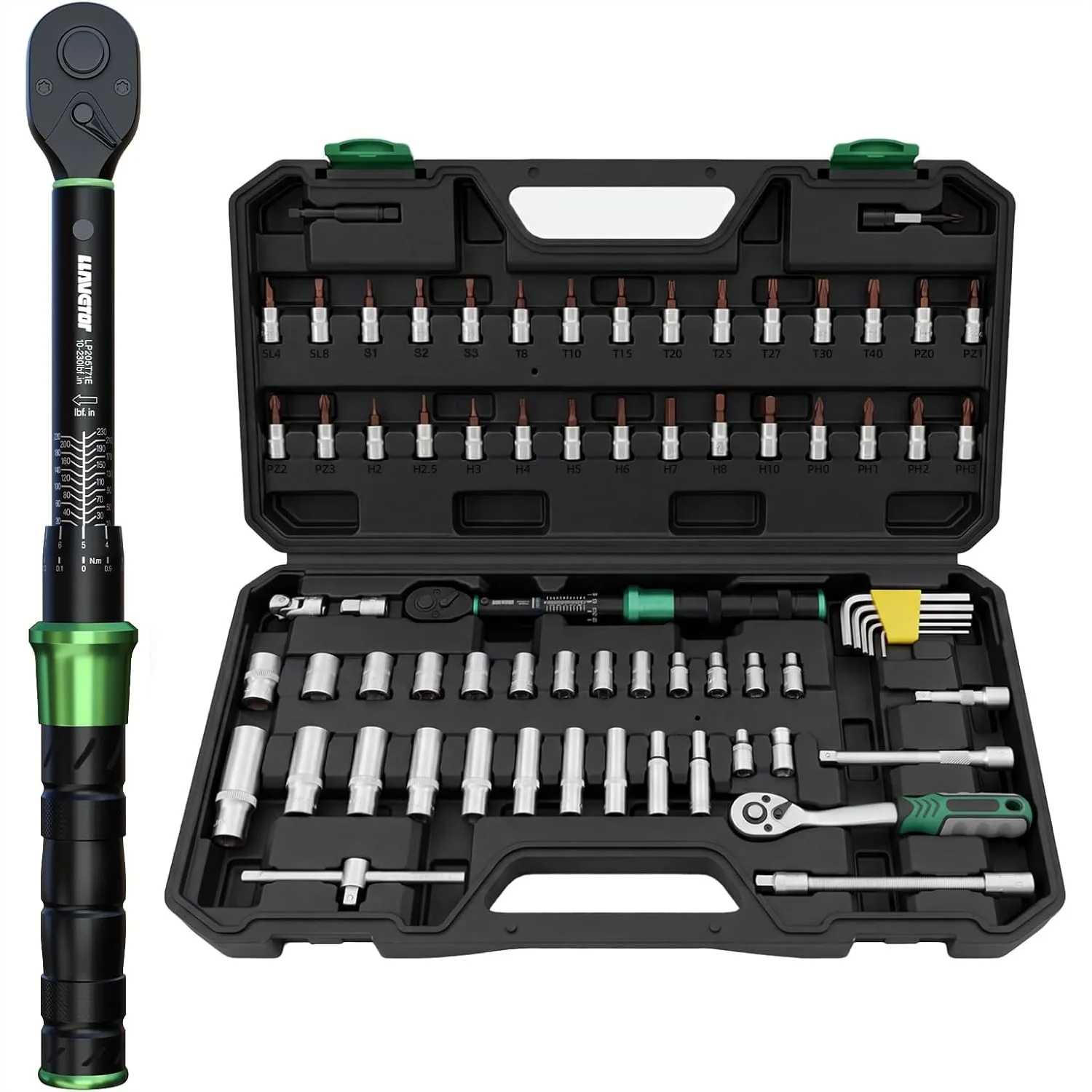 71pcs Bike Torque Wrench Set 1/4 Inch Drive 10-230 Lbf.in Pro Bicycle Tool Kit
71pcs Bike Torque Wrench Set 1/4 Inch Drive 10-230 Lbf.in Pro Bicycle Tool Kit