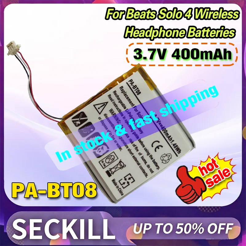 New PA-BT08 3.7V 400mAh Rechargeable Li-ion Battery for Beats Solo 4 Wireless Headphone Batteries AEC363535 Accessories
New PA-BT08 3.7V 400mAh Rechargeable Li-ion Battery for Beats Solo 4 Wireless Headphone Batteries AEC363535 Accessories