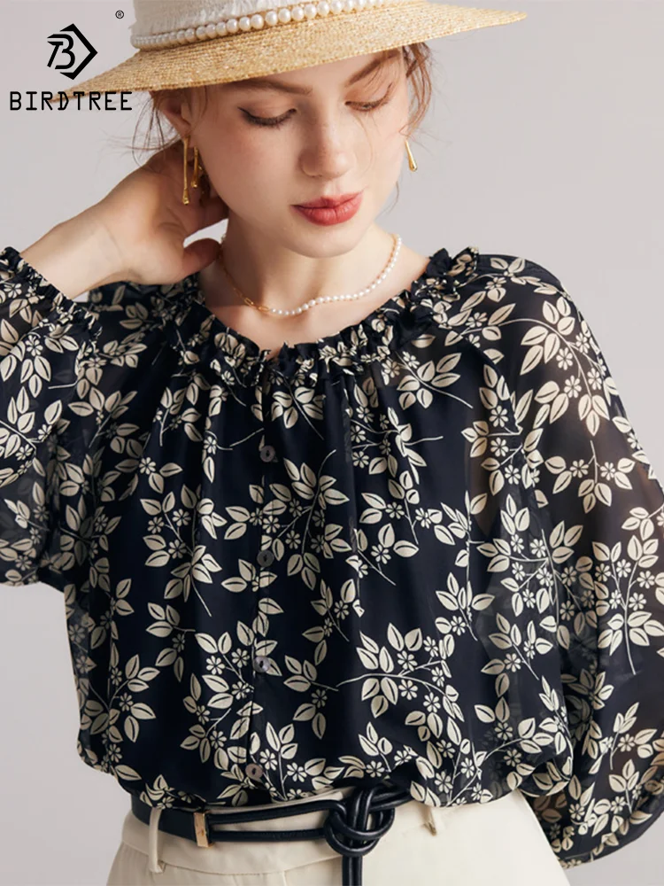 Birdtree 40% Silk 60%Viscose Women's Shirt Floral Print Long Sleeve OL Commuter Thin Blouses Sun Precaution 2023 New T3D560QM
Birdtree 40% Silk 60%Viscose Women's Shirt Floral Print Long Sleeve OL Commuter Thin Blouses Sun Precaution 2023 New T3D560QM