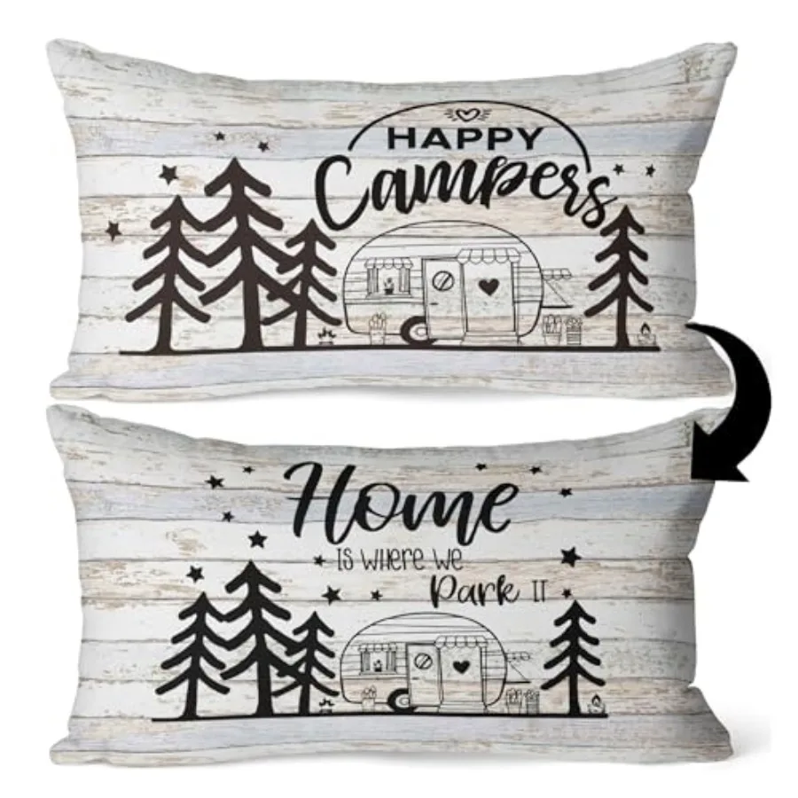 Happy Camper Home Is Where We Park It Reversible Throw Pillow Cover Case, Camping Lovers Gifts, Campers Gifts, RV Trailer Decor
Happy Camper Home Is Where We Park It Reversible Throw Pillow Cover Case, Camping Lovers Gifts, Campers Gifts, RV Trailer Decor