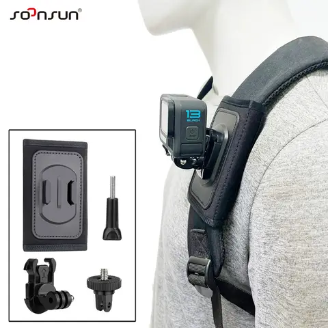 SOONSUN-Support de ceinture réglable pour sac à dos, sangle initiée, rotation à 360 °, GoPro, Insta360, Akaso, SJ, Capture d'écran, DJI, accessoires d'action