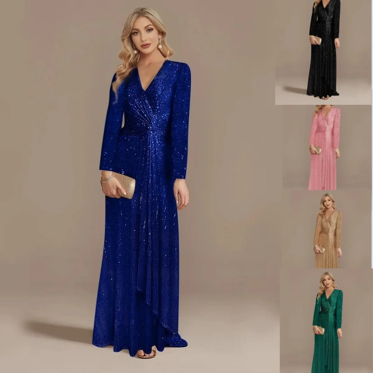New Dress Spring Sequin Long-sleeved Temperament Evening Dress
New Dress Spring Sequin Long-sleeved Temperament Evening Dress