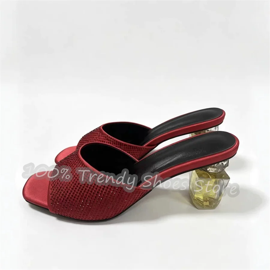 Parfum Bottle Design High Heel Women Slippers Rhinestone Peep Toe Slip-On Slingback Pumps Lady Wedding Party Summer Mules
Parfum Bottle Design High Heel Women Slippers Rhinestone Peep Toe Slip-On Slingback Pumps Lady Wedding Party Summer Mules