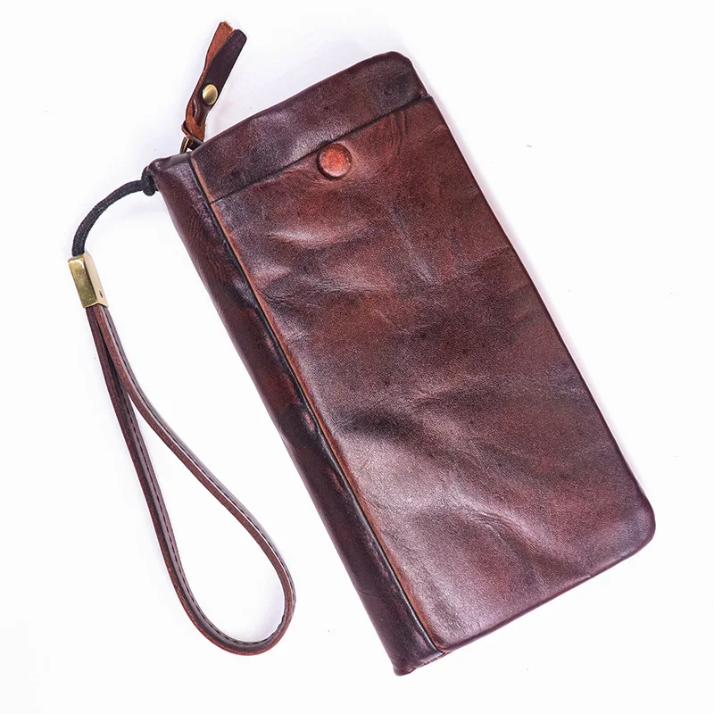 Men's Distressed Cow Leather Long Zipper Wallet, Large Capacity Multi-Card Slots Vintage Genuine Leather Clutch Bag for Men
Men's Distressed Cow Leather Long Zipper Wallet, Large Capacity Multi-Card Slots Vintage Genuine Leather Clutch Bag for Men