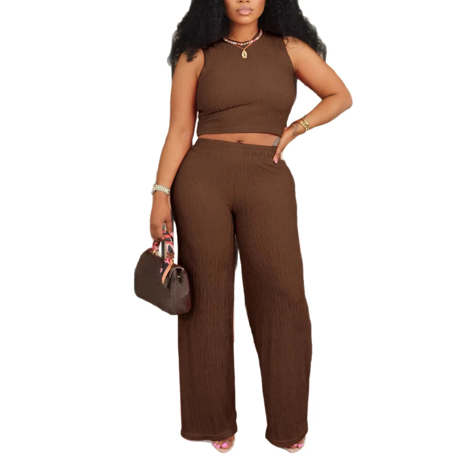 2 Piece Spring Summer Fashion 2026 Women Polyester Sleeveless Top Long Pant Matching Sets Women Clothing Casual Pant Sets
2 Piece Spring Summer Fashion 2026 Women Polyester Sleeveless Top Long Pant Matching Sets Women Clothing Casual Pant Sets