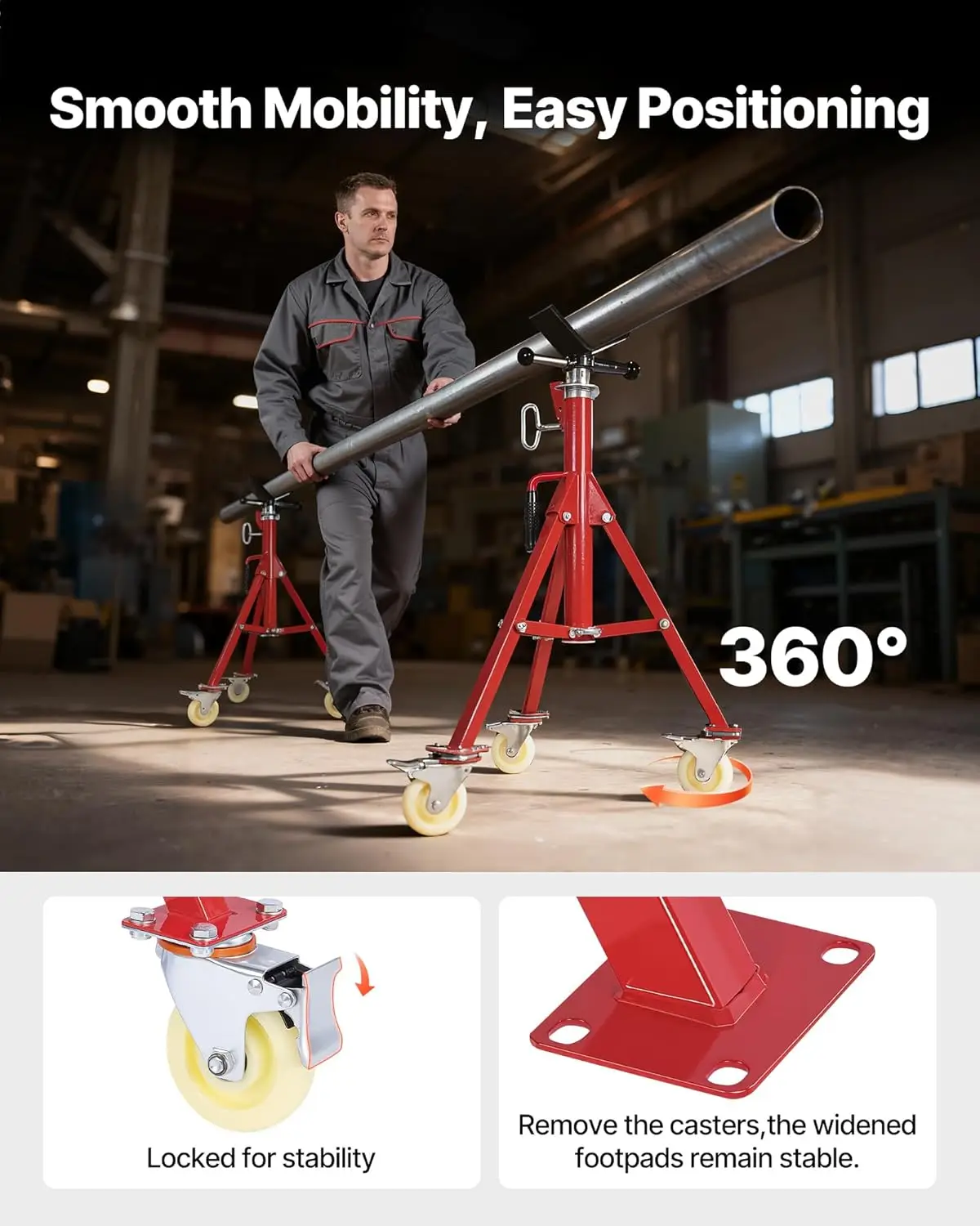 Stand, Jack Stands with Casters Adjustable Height 28-52 Inch, V Head Pipe Stand 882 LB, Folding Portable Stands 1
Stand, Jack Stands with Casters Adjustable Height 28-52 Inch, V Head Pipe Stand 882 LB, Folding Portable Stands 1
