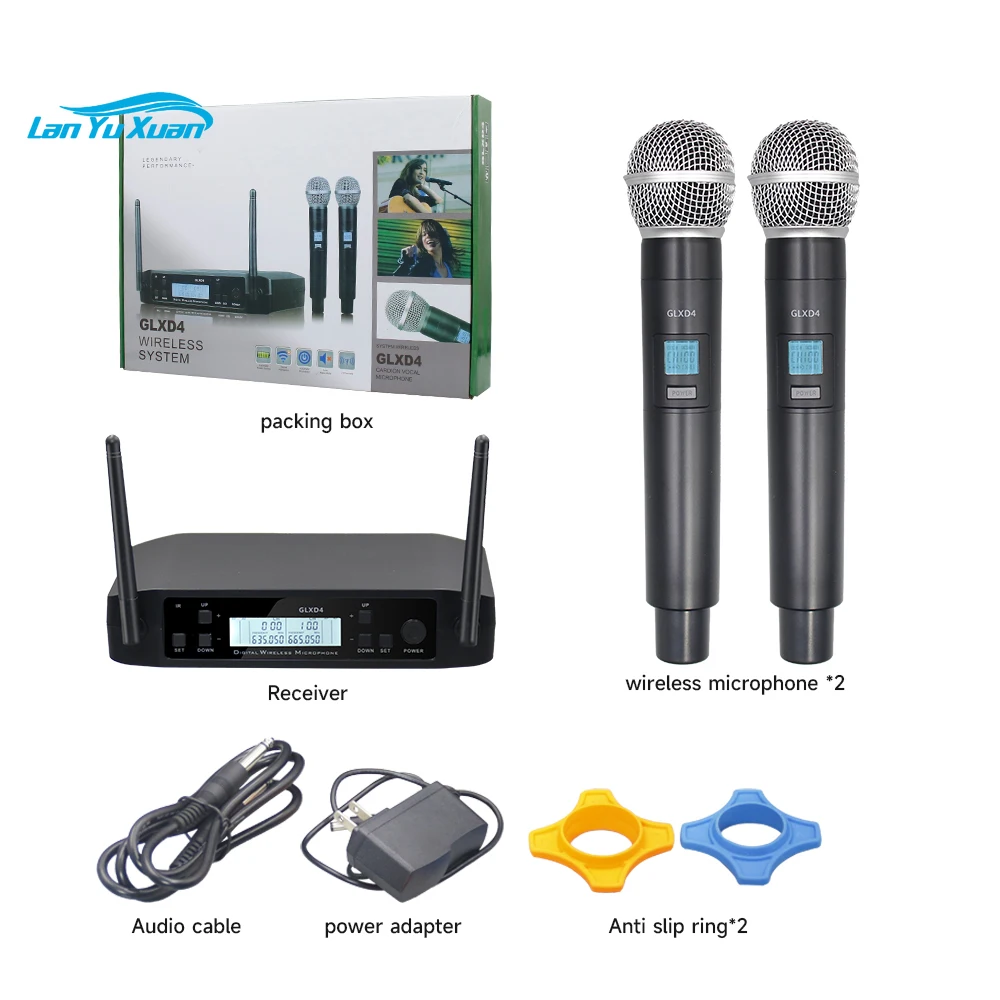 GLXD4 Professional 2-Channel UHF Wireless Microphone System Light-Weight Portable Style Headset Stage Performance Studio Home
GLXD4 Professional 2-Channel UHF Wireless Microphone System Light-Weight Portable Style Headset Stage Performance Studio Home
