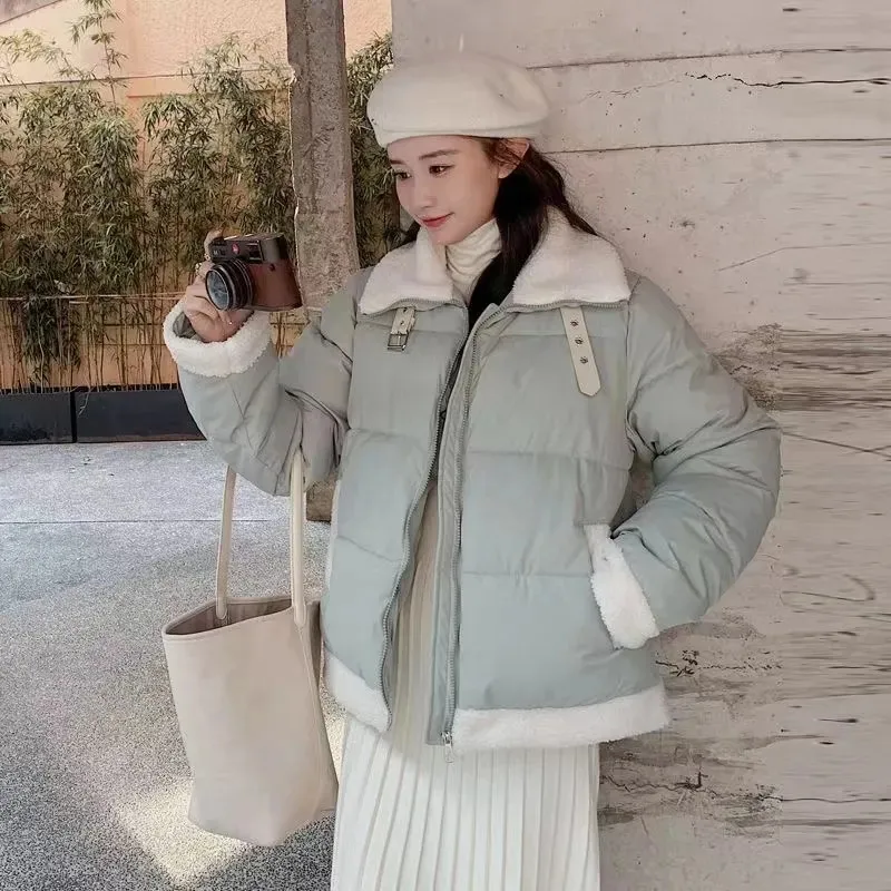 Winter New Short Lamb Wool Down Cotton Padded Jacket Women Coat Loose Fashion Parkas Female Casual Thick Warm Bread Clothes W025
Winter New Short Lamb Wool Down Cotton Padded Jacket Women Coat Loose Fashion Parkas Female Casual Thick Warm Bread Clothes W025