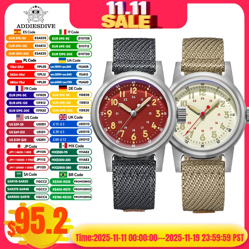 ADDIESDIVE Automatic Mechanical Watch C3 Super Luminous Nylon 200m Waterproof Bubble Mirror Glass Brushed Case Men Vintage Watch
ADDIESDIVE Automatic Mechanical Watch C3 Super Luminous Nylon 200m Waterproof Bubble Mirror Glass Brushed Case Men Vintage Watch