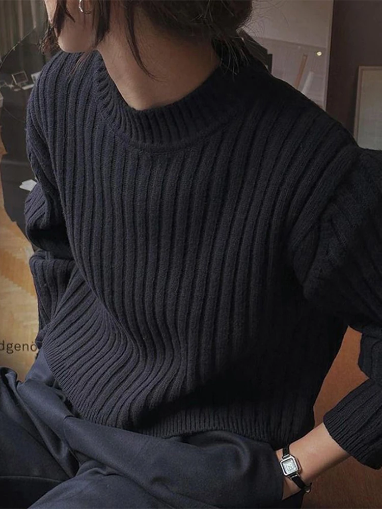 Black Basic Knitting Vintage Women's Pullovers Chic New Solid Color O-neck Winter Simple Slight Stretch Female Pullover
Black Basic Knitting Vintage Women's Pullovers Chic New Solid Color O-neck Winter Simple Slight Stretch Female Pullover