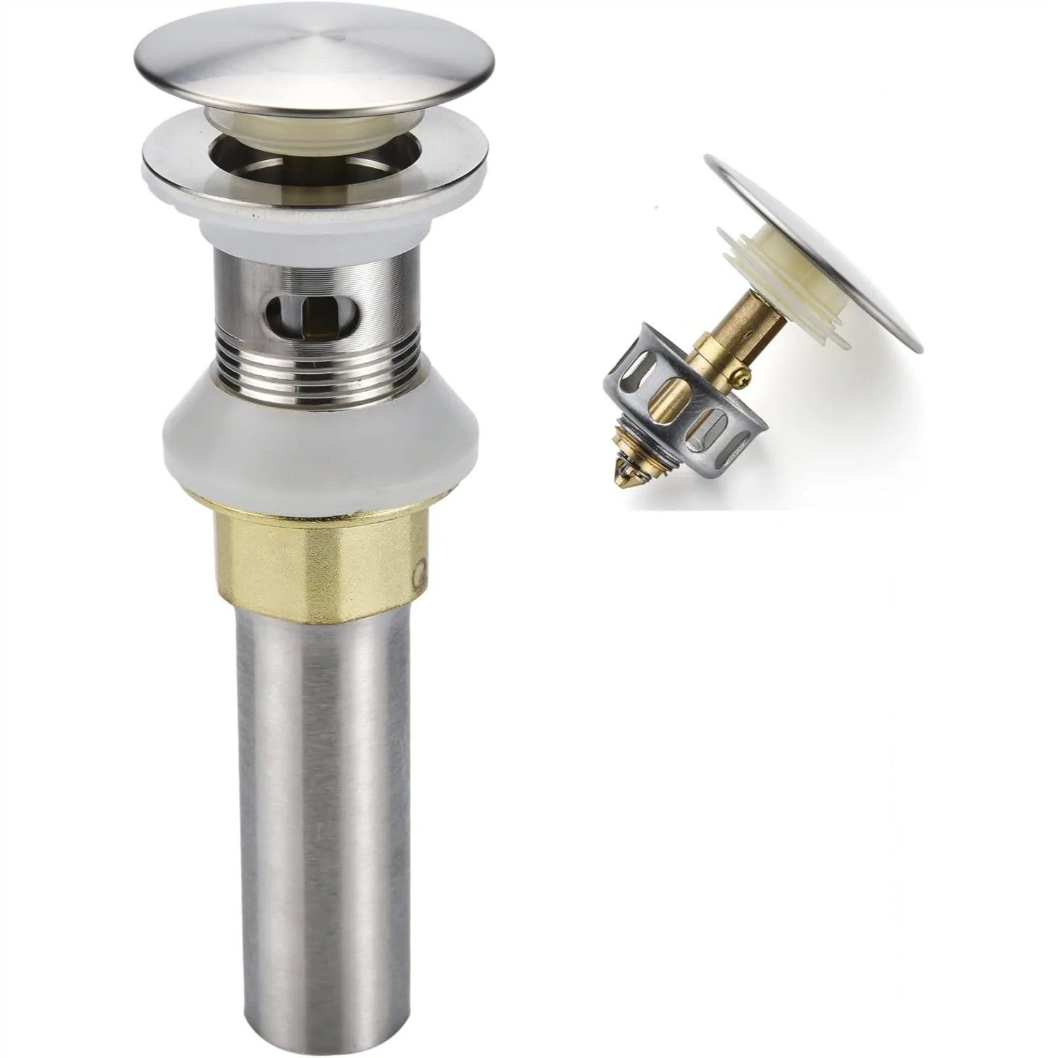 Pop Up Sink Drain with Overflow and Detachable Strainer Basket, Anti-Clogging Stainless Steel Bathroom Sink Drain Stopper
Pop Up Sink Drain with Overflow and Detachable Strainer Basket, Anti-Clogging Stainless Steel Bathroom Sink Drain Stopper