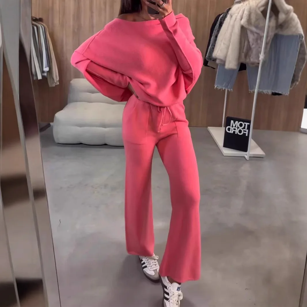 Women's Two-piece Skew Collar Batwing Sleeve Tops Match Drawstring Pants Suit Fall Casual Sport Suit Chic Simple Commute Outfits
Women's Two-piece Skew Collar Batwing Sleeve Tops Match Drawstring Pants Suit Fall Casual Sport Suit Chic Simple Commute Outfits