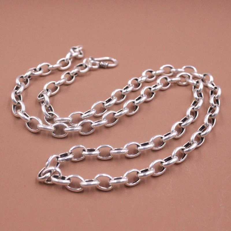 Real Pure S925 Sterling Silver Chain Women 6mm Oval Circle Link Necklace 28g / 55cm
Real Pure S925 Sterling Silver Chain Women 6mm Oval Circle Link Necklace 28g / 55cm