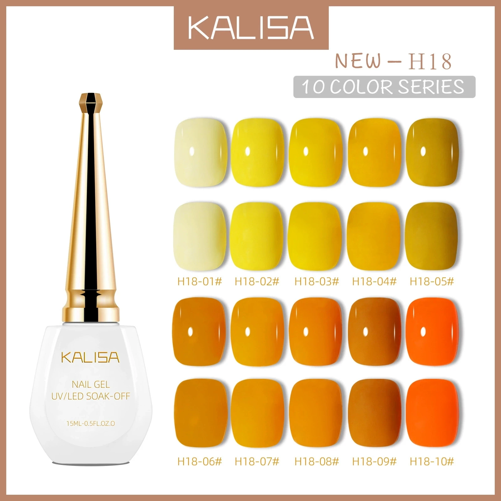 KALISA Brand 15ML UV Nail Gel Polish Classic Yellow Orange Colours UV LED Vernish Gel Lacquer Hight Quality For Nails Salon
KALISA Brand 15ML UV Nail Gel Polish Classic Yellow Orange Colours UV LED Vernish Gel Lacquer Hight Quality For Nails Salon