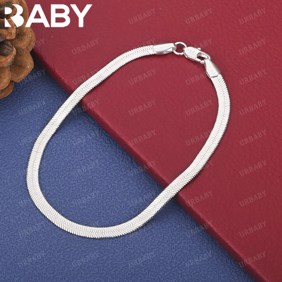 URBABY 925 Sterling Silver 4mm Chain Bracelet For Women Men Wedding Engagement Party Jewelry Fashion Charms Accessories
URBABY 925 Sterling Silver 4mm Chain Bracelet For Women Men Wedding Engagement Party Jewelry Fashion Charms Accessories